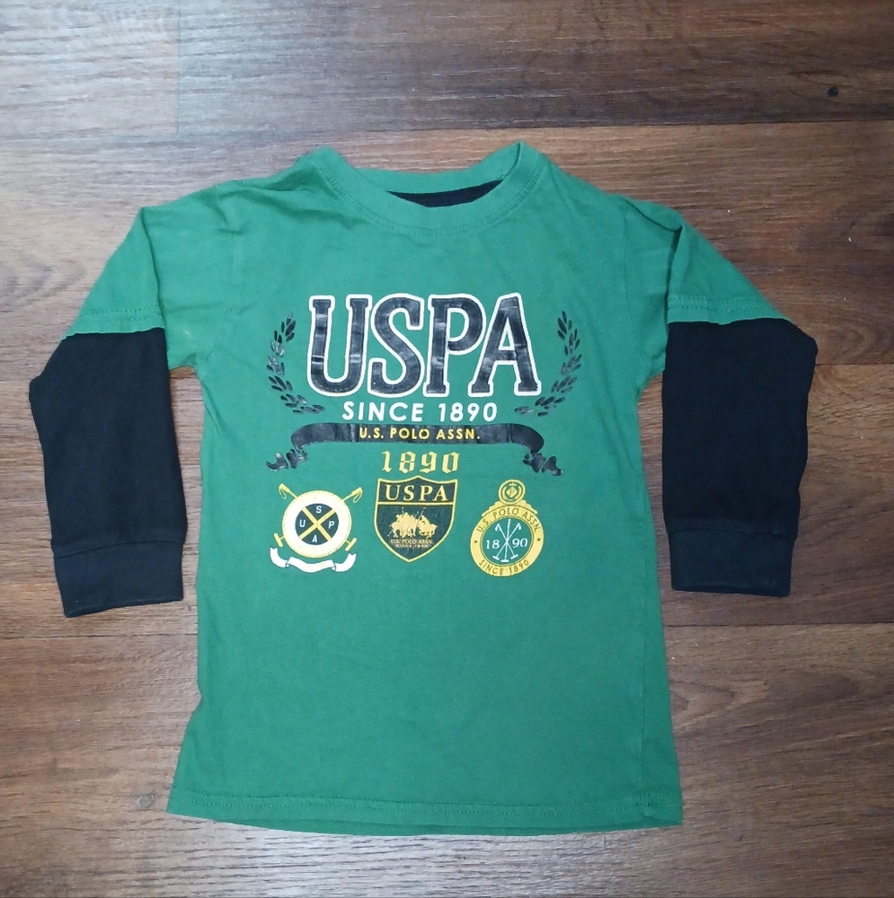 U.S. Polo Assn. Long Sleeve Green & Black Print t-shirt with graphic